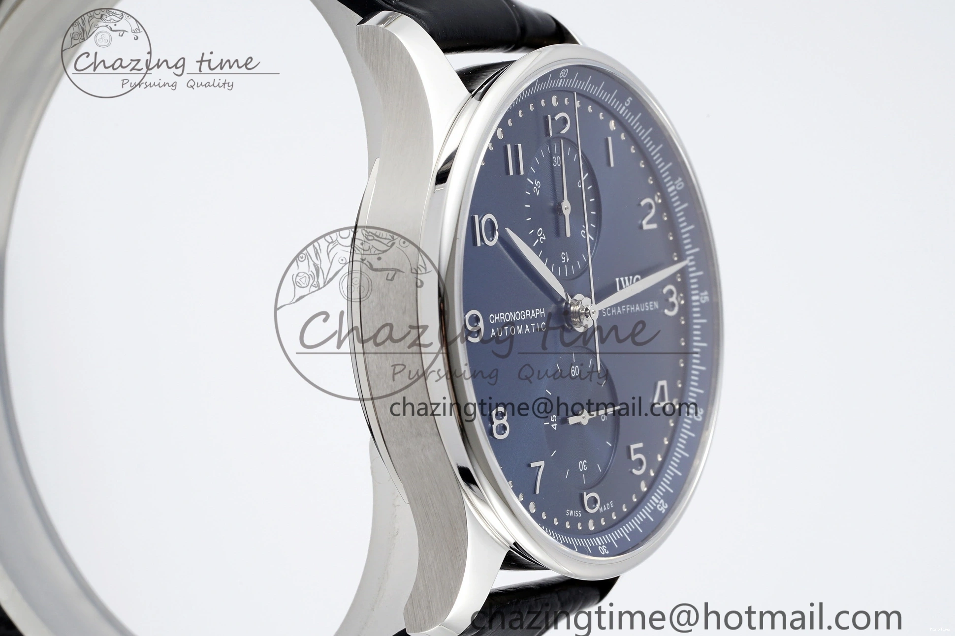 MIROTIME 0408 Portuguese Chrono IW3716 RSF 1:1 Best Edition Blue Dial on Black Leather Strap A RelaxedFit 7045